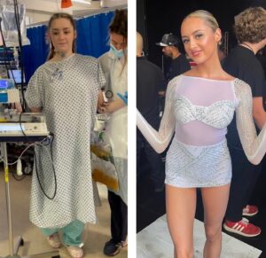 Julia Carlile Instagram - To think 2 years ago I couldnt walk and was told I would never dance again is insane. I’m now dancing on stage in LA, yes I can’t dance the same but I didn’t let it stop me💪🏽🤍 #agt #agtfantasyleague