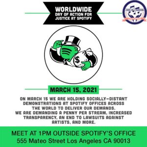 Julia Holter Instagram - This coming Monday, March 15, @weareumaw is holding socially-distant demonstrations outside Spotify offices internationally to deliver our demands to Spotify. Spotify is consistently devaluing music with its practices, and this is affecting all musicians. Covid has left most musicians who make music for a living out of work, as gigs are their main source of income, and yet, since Covid, Spotify has tripled in valuation to around $60 billion. Streaming is 85% of all recorded music income these days, and most of that streaming money is not going to most of the musicians whose music is being streamed, and Spotify dominates the streaming world, in part because of its practices which may be considered to be a kind of predatory pricing. It is urgent we continue to bring our demands to Spotify and to build awareness to the public about its practices. I have been very lucky as a musician, but I’m worried about the future of creative music, and especially worried for musicians just starting out now. It doesn’t have to be this way, and there has to be a change. Please join us wherever your local action is and see you at the LA one which will be from 1pm-2pm
.
Thank you to the great @tomorrowtoday.us for printing our signs here in LA
.
Repost @weareumaw
・・・
Are you fed up with how Spotify pays and treats musicians? Join us March 15 for our worldwide day of action. We're planning 31 socially distanced actions at Spotify offices around the globe. Sign up for your local event here: unionofmusicians.org/justice-at-spotify
#justiceatspotify #payartists #pennyperstream #unionofmusiciansandalliedworkers