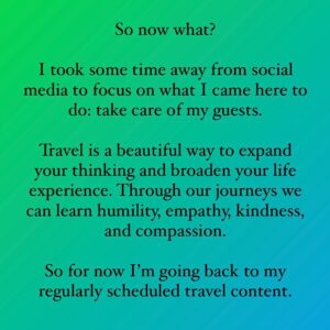 Juliana Dever Instagram - Took some time to focus on my guests while I travel. 

But I owe the families and women I’ve met along the way to share their stories. So I’ll get back to it. But first this.