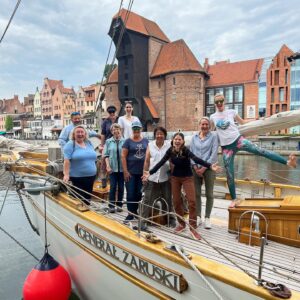 Juliana Dever Instagram - We’re leaving Gdańsk by tall ship today!
.
We raised the sails and peacefully glided across the Baltic Bay to the spit of Hel. Couldn’t have asked for a better day on the sea.
.
Have you ever sailed on a tall ship? This was my first time!
.
#cleverdeverpoland22 #visitgdansk #besttourtopoland #visitpoland