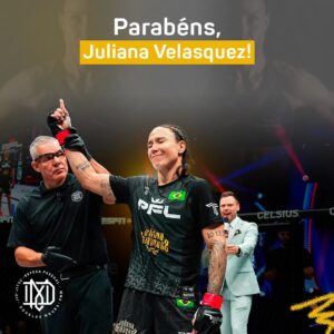 Juliana Velasquez Instagram - Na última quinta-feira (13), no PFL 4 (@pflmma), Juliana nocauteou Lisa Mauldin no segundo round com técnica e determinação. A Escola de Luta Douglas Moura está muito orgulhosa! Oss! 👊🥇