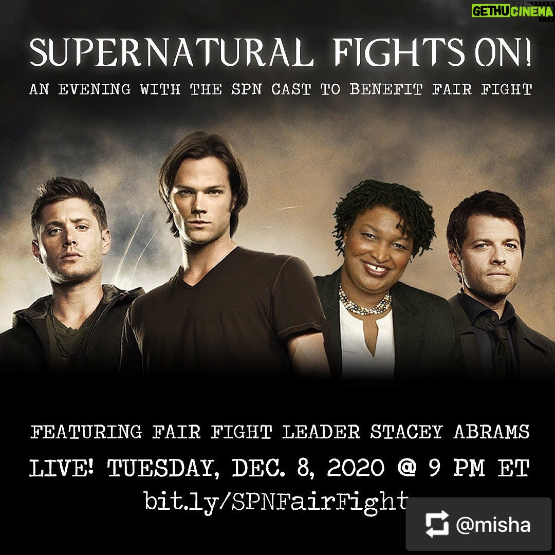 Julie McNiven - 816 Likes - Join me, @jensenackles , @jaredpadalecki , @misha & the #SPNĀ cast LIVE as we reminisce & discuss fighting real-world demons with the one & only @staceyabrams! You can even win set props, guitar lessons from God, & more! Dec. 8 @ 9 PM ET. Weāll hit capacity, so sign up now! bit.ly/SPNFairFight