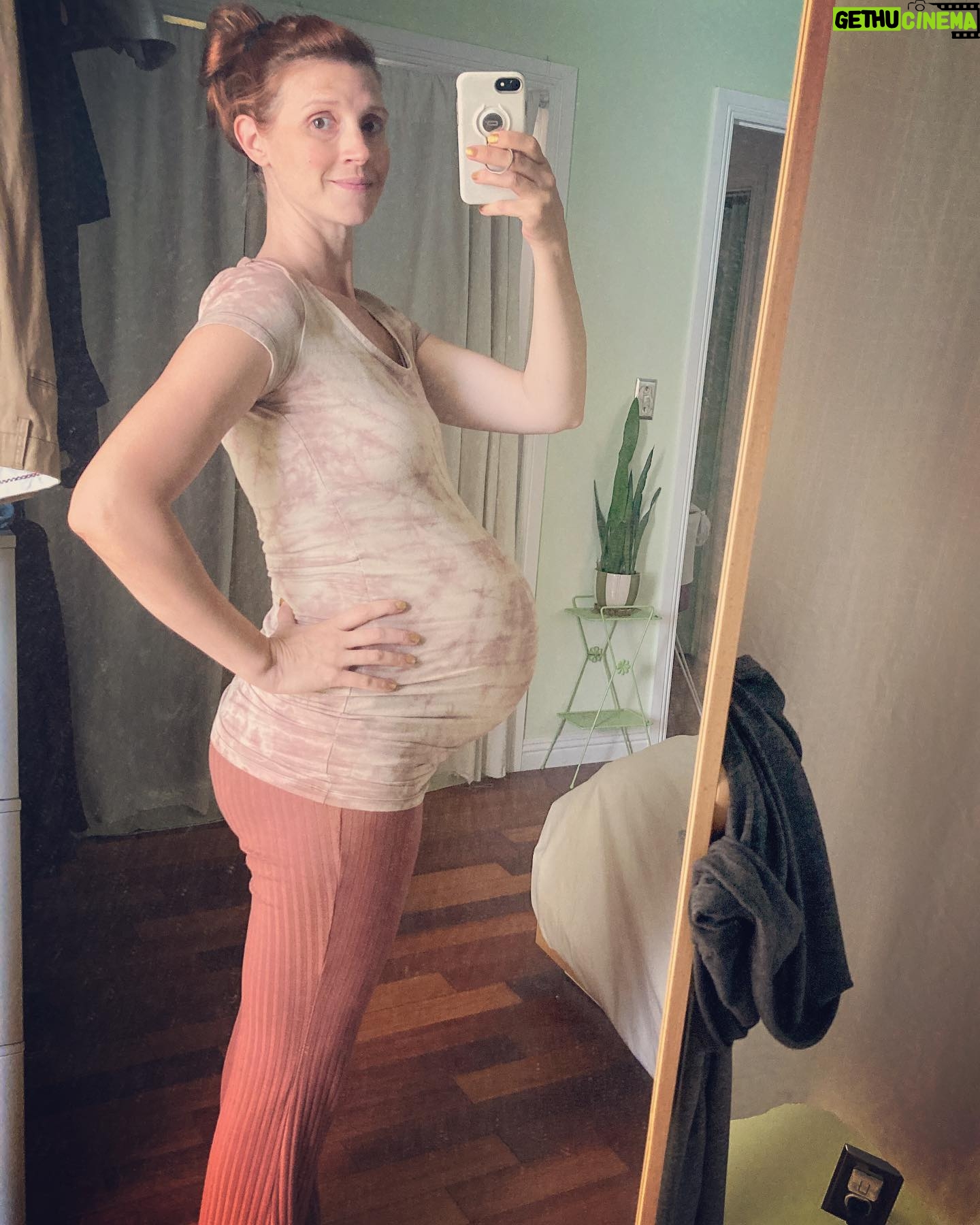 Julie McNiven - 2.5K Likes - T-minus 2 weeks baby! He’s already measuring about 7 pounds and has a large head so…. Wish me luck👍