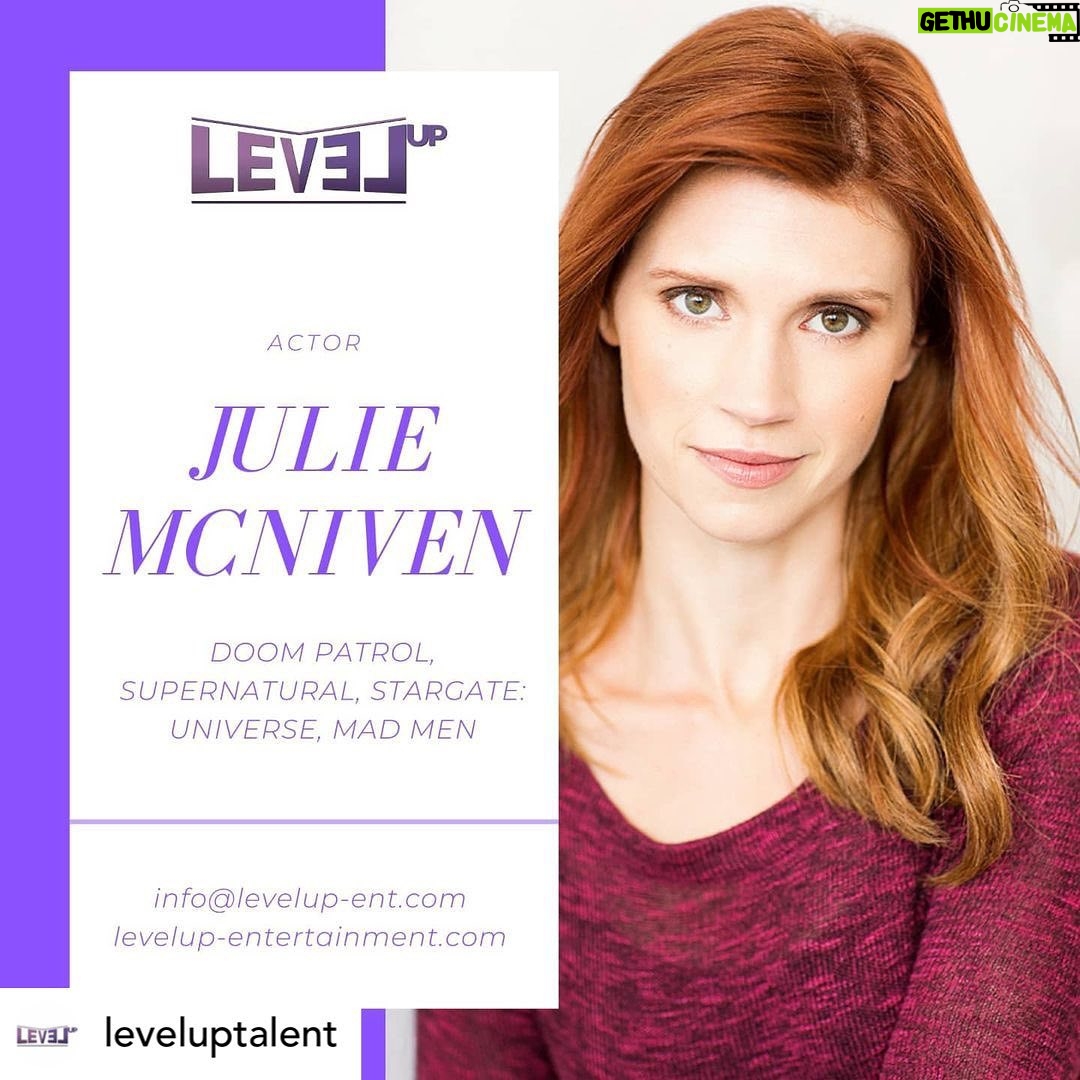 Julie McNiven - 507 Likes - Very excited to team up with @leveluptalent !! š
Posted @withregram ⢠@leveluptalent For our second announcement today, please welcome, Julie McNiven!
Julie McNiven is an American actress and singer. McNiven was born in Amherst, Massachusetts, and got her start in local community theatre productions. She is best known for her recurring roles in Mad Men and Supernatural as the angel Anna. McNiven had a recurring role in the 2010-2011 second season of Stargate: Universe.
McNiven studied swinging trapeze as a teenager at French Woods Festival of the Performing Arts. She also attended the summer program at Circle in the Square. She is a graduate of Salem State University (Salem, Massachusetts).
In 2010, McNiven married Michael Blackman Beck, with whom she has one son, Tasman Scott Beck.
For more information on booking Julie, email us at info@levelup-ent.com