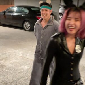 Julie Zhan Instagram - Goldilocks and the Three BearMinimums 🤣 couldn’t get it together so we became a pun: I am a Bear Maid, and I’m with Justin BieBear, B-Boy B-Bear, and Bearly a Bear (pun credit: @mark_poletti). We survived a night of epic #squidgame courtesy of @homeofthehoney @jshin_k @xoxo_miz_dee 🙌🏾🙌🏾🙌🏾 #happyhalloween #redlightgreenlight