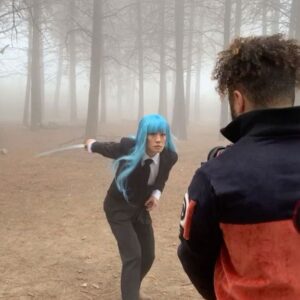 Julie Zhan Instagram - Miwa vs Maki fight drops tomorrow on @reanimefilms! It was SO much fun working with @heyhanawu. Thank you directors @nikshawfilms @yoshi_sudarso stunt coordinator @mark_poletti stunts @micaiah_chau and HMU @kao_artandmakeup @yumabastet for being so kickass at your crafts and makin my anime dreams come true lolol! 📸: @davidkatzinger #jujutsukaisen #miwa #maki #anime #cosplay