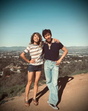 Julie Zhan Instagram - @iamlawrencekao and I pretending to be someone’s parents from the ‘70s ☺️ movie magic 💫 @collidoscope.co @88rising @nikizefanya #danielcloudcampos @meekoh