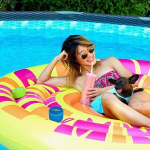 Julie Zhan Instagram - A furry friend and a float are all you need! 

Find us at @walmart and other retailers 

#realpeoplerealfun #dogsofinstagram #floaties #poolparty #remotelife