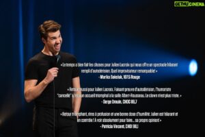 Julien Lacroix Instagram - Hier soir, j’étais de retour à la salle Albert-Rousseau à Québec. 4 ans plus tard. Quelle soirée de fou! C’était du délire.

C’était la première fois que la petite famille m’accompagnait en coulisses. J’étais heureux et fébrile de vivre ça avec eux.

Merci au public d’avoir rempli la salle. Merci à l’équipe d’Albert Rousseau pour la confiance. Surtout, merci à ma famille de me suivre là-dedans!

Voici quelques citations des critiques qui ont assisté au spectacle d’hier.

« Le temps a bien fait les choses pour Julien Lacroix qui nous offre un spectacle hilarant rempli d’autodérision. Quel improvisateur remarquable! »
- Marika Sokoluk, 107.5 Rouge

« Retour réussi pour Julien Lacroix. Faisant preuve d’autodérision, l’humoriste
“cancellé” a reçu un accueil triomphal, hier, à la salle Albert-Rousseau. Le clown n’est plus triste. »
- Serge Drouin, CHOC 88,7

« Retour triomphant, rires à profusion et une bonne dose d’humilité: Julien est hilarant et en contrôle ! À voir absolument pour faire... sa propre opinion! »
- Patricia Vincent, CHOI 98,1

Nous ajoutons plein de supplémentaires et de nouvelles villes !!!!

Pour les villes que je n’ai pas encore eu la chance de visiter… Sachez que j’essaie fort! Écrivez à vos salles, ça fait toujours pencher la balance. :)

Julien.