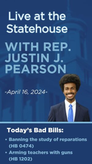 Justin J. Pearson Instagram - Statehouse Update - April 16th 

Hi Folks, check out today’s live about what’s happening at the statehouse.