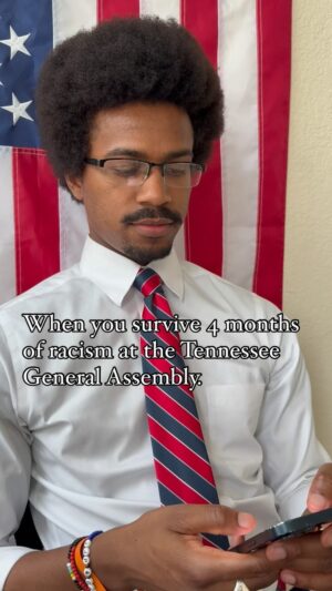 Justin J. Pearson Instagram - Still can’t believe that there could be any question about the racism that is rampant at the TN General Assembly—just take a look at the many bills passed by House Republicans targeting people of color. 

Thank you again to everyone who helped us keep our heads up during this difficult session. You are AMAZING! 💙✊🏾💙