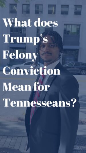 Justin J. Pearson Instagram - Trump can be on the presidential ballot even though he has a felony conviction, HOWEVER 21% of Black Tennesseans cannot vote because of felony disenfranchisement. This does not make sense!!!