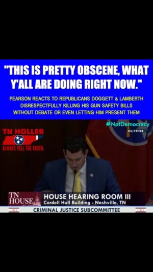 Justin J. Pearson Instagram - PEARSON: “This is pretty obscene, what y’all are doing right now.” 

@justinjpearson reacts to Republicans Doggett & Lamberth disrespectfully killing his gun safety bills — without debate or even letting him present them. Ugly stuff.