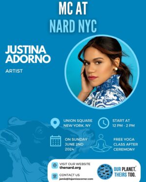 Justina Adorno Instagram - Join us on June 2nd at Union Square in NYC for this year’s National Animal Rights Day event. I am honored to announce that I will be the MC for the day. It is a day of honor and remembrance for the animals we have lost due to our flawed system. 

We come together to pay respects, unite in our cause, and acknowledge the sacrifices made by advocates before us. Let’s carry the torch of change forward and inspire others to join us in the liberation of animals. 

Kindness is infectious, and together, we can create a more peaceful world for all beings. It is a day of peace, unity, and reflection on the progress achieved, yet also a reminder of the work that still lies ahead. Empower yourself with knowledge, be part of this movement, and make a difference. 

Your voice matters, and your actions can create a better world for all beings. 

RSVP through the link in my bio, share the message, and help spread the word. Let’s stand together on this important day to celebrate achievements, raise awareness, and pave the way for a brighter future for animals. We eagerly anticipate your presence and support in making a real difference!”

#nard #animalrights #useyourvoice #liberation #peace #nowar #love #vegan #mustloveallanimals