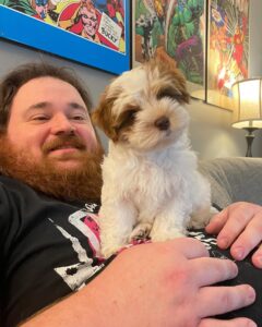 K. Trevor Wilson Instagram - Meet Moose everybody, he is a sweet baby boy who lives on my chest now. @maresaquinn and I are over the moon to have him join our little family. The bunnies are even coming around to him.