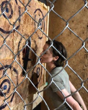 Kacey Rohl Instagram - a quick reminder mostly to Self that i had what can be slightly hyperbolically described as spiritual awakening, a come to jesus moment for someone not that into relig-y, a real uncovering of capital M me at the axe   knife throwing spot in victoria while making the worlds least aggressive movie for television // the employee on that night called my oft let’s call them subdued throws “powerful” & fun fact that’s the hottest things anyone’s ever said to me so plz take notes future suitors thank you // realizing that this may be a full circle returning to of whatever i was channeling as a 4 y/o when i wrote my first (and as of now only) play entitled “accidents with knives and forks” although no accidents occurred here touch particle board target // eyes closed or shielded because the bright hot light of my witchy steel wielding was blazing too bright for my baby blues sorry (but not)