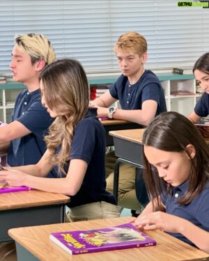 Kaido Lee Roberts Instagram - Playing a student on a Zhong video. It was so much fun hanging out in a real school with other kids. I am home schooled and I’ve never gone to a real school. Thanks Zhong, Kat, and Jarad for the awesome day on set! Zhong and his crew were hilarious! @zhong @katrinabuno @thejakerona @realdealmada  #atschool #bully #kaido #mikey #onset #kidvideos look @sassyserenity2010