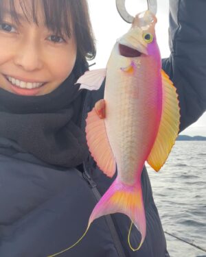 Kanako Enomoto Instagram - 可愛い魚💕
シキシマハナダイ 
#はじめまして シキシマハナダイ
#🎣