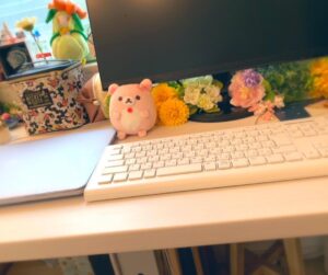 Kano Instagram - PCの配線隠しに100円ショップでだいぶ前に買ったお花を咲かせてみた

#セリア
#デスク
#インテリア
#ダイソー
#作業机
