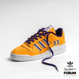 Kareem Abdul-Jabbar Instagram - I am excited to have partnered with @adidasLA to create 33 custom pairs of the #adidasFORUM. 

Inspired by my 84-85 Lakers Championship, these will be signed by me personally with 100% of the proceeds donated to the Skyhook Foundation. This one-time release will be available tomorrow at the @ntwrk for their SneakerCon event on 6/26. If you miss out, you can also sign up to win a special signed “Artist Proof” of the shoes on adidas Creators Club. 

Good luck and thank you for your support of the Skyhook Foundation. Together, we are giving kids a shot, that can’t be blocked!
 
#createdwithadidas