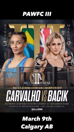 Kate Bacik Instagram - Saturday March 9th, Carvalho & Bacik are ready to choose violence. Who will be the victor?  Check it out live at The Nutrien Western Event Centre at Stampede Park in Calgary AB. 
TICKETS AVAILABLE AT:
https://www.showpass.com/pallas-athena-iii/
LIVESTREAM THE EVENT AT:
https://millions.co/pallas-athena-women-s-fighting-championship-inc-calgary