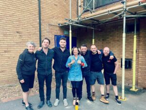Kate Rusby Instagram - 🌸⭐️🌸 Well what an eventful night at @the_cresset Peterborough tonight but a bootiful gig despite 🥰 Sorry I forgot to get a pic of you lovely peeps tonight due to the fire alarm evacuation, here is a pic of us band and crew standing outside, waiting to go back on and listening to the blackbirds 🐦‍⬛🐦‍⬛ Thankyou so much. for coming and singing so amazing tonight 🌸⭐️🌸

Day off tomorrow then onto @warwickarts on Saturday May 11th 🚗 vroom vroom

#singysongysessiontour #springtour #katerusby
#guitars #acousticguitars #electricguitars #bass #rhodeskeys #moog #bouzouki #band @deebookane @duncanlyall @samkellysings @isophase_audio 

📸 1 by Mr Stage Manager 😎
📸 2&3 by our lovely lighting engineer @zaknicholson