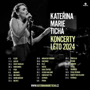 Kateřina Marie Tichá Instagram - Letní sezóna je za dveřma - a my ji už zítra v 18:30 startujeme na náměstí v Plzni..! ♥️🙏 konkrétní info ke koncertům nahodím během zítřka na web, ale už dneska si můžete poznačit, kam byste za náma chtěli dorazit.

OPRAVY: 26. 5. jsou to Markvartovice, 15. 6. je to samozřejmě Březiněves a 14. 9. je to Přívrat u České Třebové ❤️‍🩹♥️