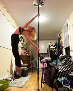 Katia Repina Instagram - During the first months of the Pandemic and lockdown, I did a remote photo series about strippers & exotic, and pole dancers based in NYC and Las Vegas to investigate how social distancing and isolation were affecting them & their work. 

Photo #6-7: Terry Preston works in corporate/financial Public Relations -- but moonlight as a pole dancer/entertainer. He shares: "Pole dancing has given me a level of self-confidence and self-love that I've never known prior. They say if you want to be comfortable on stage, then you should imagine everyone in the audience in their underwear. Pole dancing does the reverse and forces you to be on stage in your underwear in front of an audience -- and if you can handle that, you have the confidence to do anything. I've taken that confidence into my day job and it's completely transformed my approach to my professional life.

People can't know what they don't know -- and so many people still hold the misconception that pole dancing is somehow degrading or inappropriate and that you can't be a "professional" and simultaneously partake in such activities. However, since submerging myself in the world of pole dancing, I've met so many fellow pole dancers who are doctors, lawyers, PhD's, Wall Street executives, and more."
#strippers #poledancing #pandemic #covid