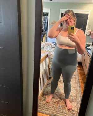 Katie Carpenter Instagram - 4 months. That’s how long it’s taken for me to feel like I can start putting myself back together. 

To think about my own body instead of only my daughters. 

I mourn the sight of the extra chin I didn’t used to have. The half a closet full of clothes that don’t fit. I’ve lived in athleisure the past few months. Sometimes I still wear my maternity leggings and pants (like now). 

People said it would be hard. That was true. People said “breastfeeding helps.” That was a lie. At least for me. 

I don’t pluck my eyebrows. I forget to whiten my teeth. And every time I open my phone or turn on the TV, I’m reminded of the sets I used to act on, and the beautiful people who are on screen. It feels so foreign. 

I used to have time. Now, the days go by so fast and before I know it, we’re putting the baby to bed and I better go to bed too because who knows what kind of night I’ll have and if I don’t get a few hours of sleep, I’ll be exhausted and useless tomorrow, and then the cycle continues. 

I’m sorry to the mamas who felt this too. I didn’t know. How heartbreaking it can be to love your baby and your new life but mourn the old you. To focus on your little one out of love and joy but also because it’s too upsetting to focus on yourself. 

I know I’ll rebuild my body and confidence. It’ll take time. 

I’m honored I was able to carry and birth and now raise this baby. 

But that doesn’t mean it isn’t hard. 
Just feeling really low today. #pp #postpartumjourney #newmom #postpartum #fourthtrimester