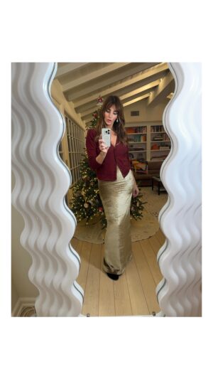 Katie Nehra Instagram - Holiday dressing for me and the tree!
PS I think this is the only dapple gray 🐎 I’ll see under the tree.