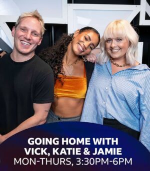 Katie Thistleton Instagram - Introducing your new Radio 1 drive time show - Going Home with Vick, Katie and Jamie! 
I’m still in shock at this news tbh, co-hosting Radio 1 drive is beyond my wildest dreams, I feel like I’m living in a simulation. Presenting alongside Vick is one of my favourite things in the world, she is the best co-host, most incredible person and broadcaster and one of my best friends, and I’m such a big fan of the lovely hilarious Jamie who is just a DREAM, he’s had me in stitches every time I’ve heard him on the radio, plus we can share so many blonde hair maintenance tips. 
I’ve loved filling in on this show over the past couple of years with Vick and Jordan and have learnt so much from both of them. 
The listeners are always so up for it and I already know the 3 of us are gonna have such a nice time and it’s going to be fun chaos, so please come and join us for the ride and I promise we’ll do our best to give everyone a great listen. ARGHHGGGGGGGG SO HAPPY I MIGHT BURST. 
Ps. This also means I’m moving to ‘LUNDUN!!?!’ so tips welcome, I’m just a silly northerner who knows nothing about life in the big smoke.
