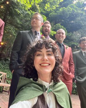 Katy Stoll Instagram - Spent the most beautiful weekend celebrating the wedding of Michael and Jennifer, and had the honor of being their Frodo Baggins/Ring Bearer. 

There is too much to say in one post but I owe my career to Michael. He not only cast me in my first play at college, he brought me into the fold at Cracked. We have collaborated on more projects than I can remember and he introduced me to some of my favorite people in the world, including Jenn.

Thank you for including me in your wedding and, more importantly, for the honor of your friendship. I love you both!!!

@the_ajenncy ❤️ @small_beans_comedy
