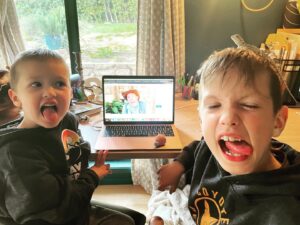 Kaylee DeFer Instagram - These boys have been wearing their #CoyotePeterson Brave Wilderness sweaters in anticipation for his #varsitytutors class all week! Thank you for such an awesome and informative session today, @coyotepeterson These boys sure do love you. You’ve inspired these animal lovers in so many ways through the pandemic. When we first started quarantine I only knew how much it was affecting Theo when he came to us sobbing saying, “Now I’ll never get to meet Coyote Peterson”. This little zoom class made his day more than you’ll ever know. And yes, that’s a bearded dragon on his head.