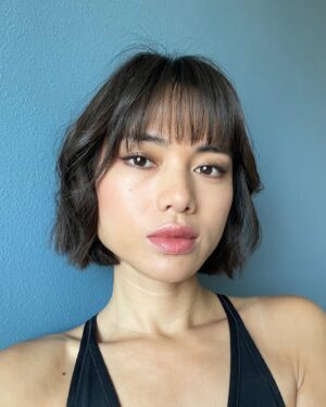 Kayli Tran Instagram - And I said… make me look like a sexy French cop.😝 Did the hairstylist nail it? What shall we name my new alter ego? Loool 👮🏻‍♀️🚔🚨

#shorthair #shortbob #bangs #summerhair #kaylitran #haircutsforwomen #thirstythursday