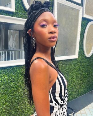 Kelcey Mawema Instagram - baby’s first premiere last friday 👼🏾

Styling: @jadziascott_. 
Thank you @roberto_cavalli 
@stephenwebsterjewellery
@ferragamo 

Honor Society is out tomorrow on @paramountplus 💫