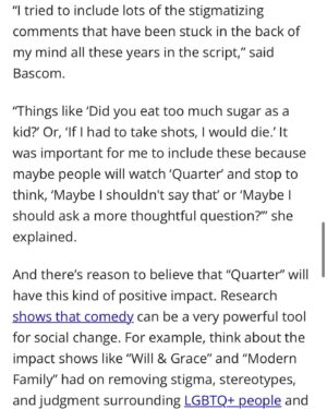 Kelsey Bascom Instagram - So excited to share this interview I did with @diatribenews 💙✨

I got to share part of my story with type 1 diabetes, how it led to writing Quarter and what we’re hoping this film will do for the diabetes community 💪 

So proud of @quartermovie and I can’t wait to share more soon 🥹