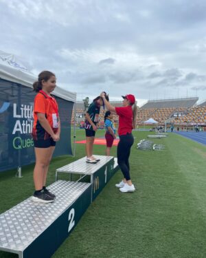 Kelsey-Lee Barber Instagram - Congratulations to all the athletes who competed at the QLD Little Athletics State Championships this weekend. I had some fun in the commentary box, presenting medals and meeting some of our amazing young stars. 

@colessupermarkets @littleathsqld @littleathsaust