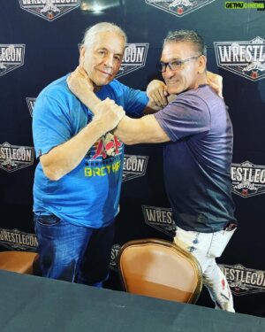 Ken Kilpatrick Instagram - Look who I found at #WrestleCon LA 👊 @ricflairnatureboy @brethitmanhart Great to see you brothers! #legends  #wwe #wrestling