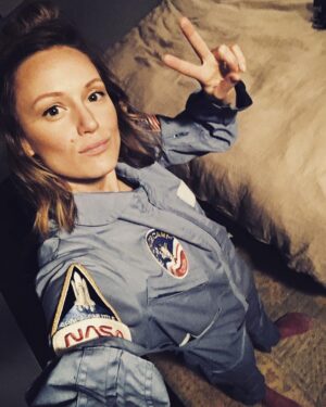 Kerry Bishé Instagram - Have you seen Apollo 11?!?!? Or this NASA jumpsuit I wore to see it in theatres THREE TIMES?!?!