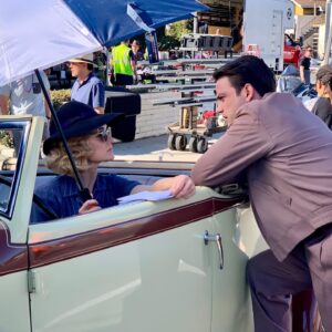 Kerry Bishé Instagram - Behind the Scenes. To see the FRONT of the scenes, stay home, stay safe, and tune in tomorrow.  #pennydreadfulcityofangels #bts #normanlewis #showtime @thatzovatt @logan1637 @pedroluque @lanahorochowski