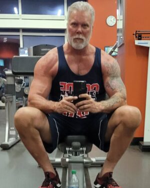 Kevin Nash Instagram - Great first day at Indiana Comic Con. Thanks for the love today. NWO Nation was in the house strong as usual. Catching a arm workout. Thanks @therock for putting out these amazing kicks. I grabbed all the 15's I could