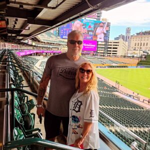 Kevin Nash Instagram - My wife and I at the Tigers game today. Waiting on the family to get here