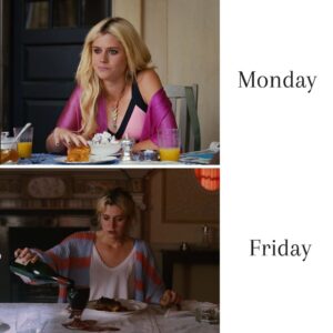 Kharmel Cochrane Instagram - Monday vs Friday...