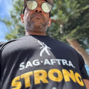 Khary Payton Instagram - Great to see so many familiar faces on the picket line today. David, Eric and I met on our first day of college. We’re still at it, and we ain’t going anywhere. Thanks to @ladykatebond for captaining all us picketers and to @tstashwick for being a Captain, period. See you all out there. #sagaftra #sagaftrastrong  #sagaftrastrike