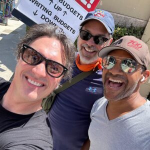 Khary Payton Instagram - Great to see so many familiar faces on the picket line today. David, Eric and I met on our first day of college. We’re still at it, and we ain’t going anywhere. Thanks to @ladykatebond for captaining all us picketers and to @tstashwick for being a Captain, period. See you all out there. #sagaftra #sagaftrastrong  #sagaftrastrike