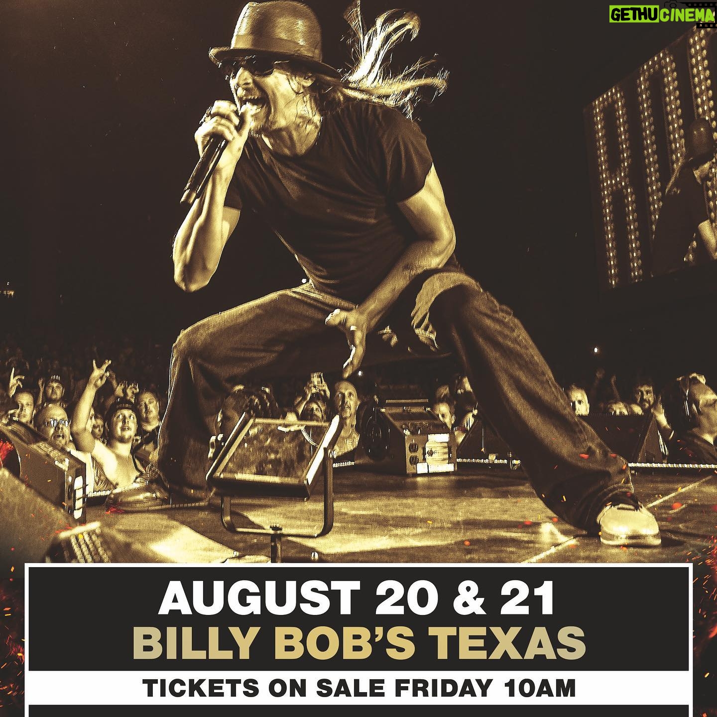 Kid Rock - 30.7K Likes - 8.20 & 8.21 Fort Worth, TX @ Billy Bob’s Texas
Fan Presale: Wed 5.19 10am CT- Thurs 5.20 10pm CT (pw: KR2021)
Onsale: Fri 5.21 @ 10am CT
Tix: https://billybobstexas.com/