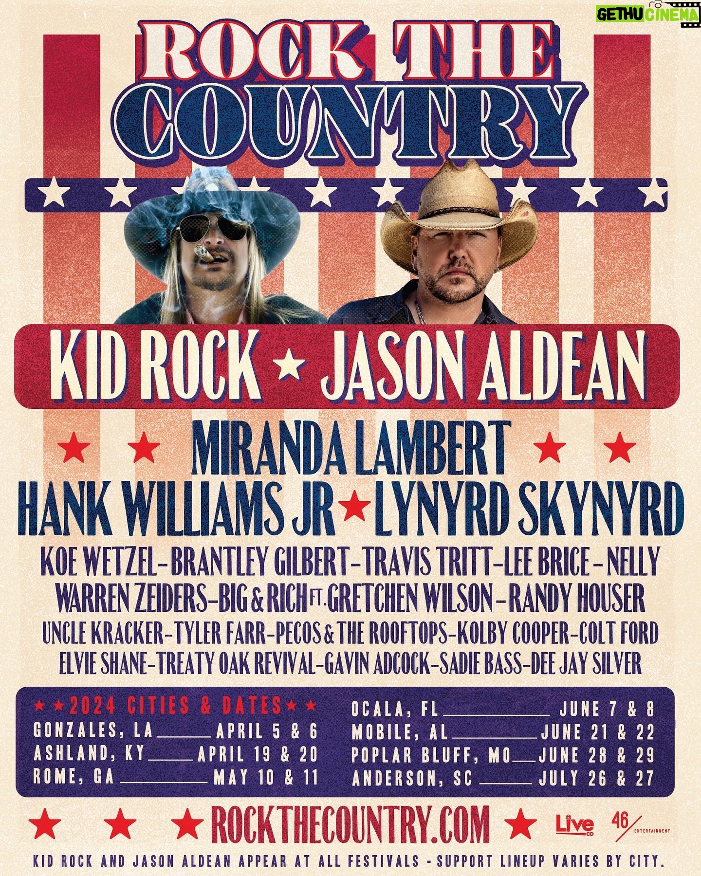 Kid Rock - 19K Likes - Tickets On Sale NOW!!!
@ www.rockthecountry.com