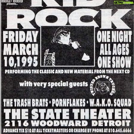 Kid Rock - 24.3K Likes - 26 yrs ago tonight! Hard work pays! Thank you Detroit! Kid Rock