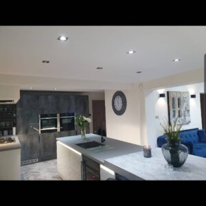 Kieron Richardson Instagram - A before and after of our kitchen 
#wrenovation
We wanted to make a better use of the space and a more entertaining feel. We chose @wrenkitchens as we wanted a modern look but to keep in budget. Thanks to chloe in the Manchester showroom for helping us design and not stick to one colour we went sea foam and greys with concrete effect on the island ...bring on Christmas