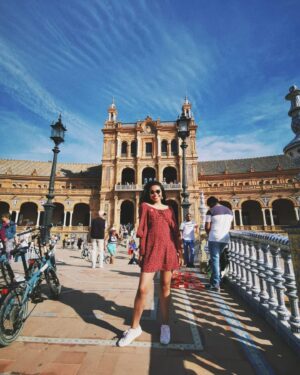 Kim Adis Instagram - now that it's summer, anyone recommend a place to travel to? throwback to being in Plaza de Espana in Seville. such a lovely historical place! 🩷🌸🍒🇪🇦

have a lovely weekend yall!

#Spain #womewhotravel #summer #summervibes☀️ #travelphotography #instagood #seville #beach